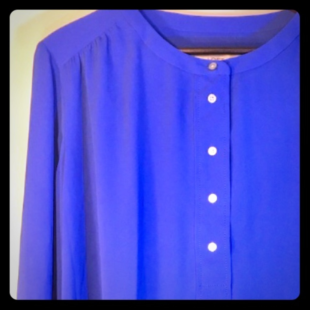 LOFT Long Sleeve Royal Blue Blouse